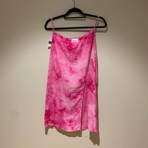 Pink tie dye midi skirt
